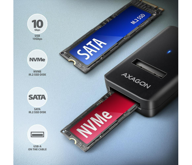 Axagon ADM2-AM USB-A 10Gbps - M.2 NVMe & SATA SSD adapter - 1485416 - zdjęcie 6
